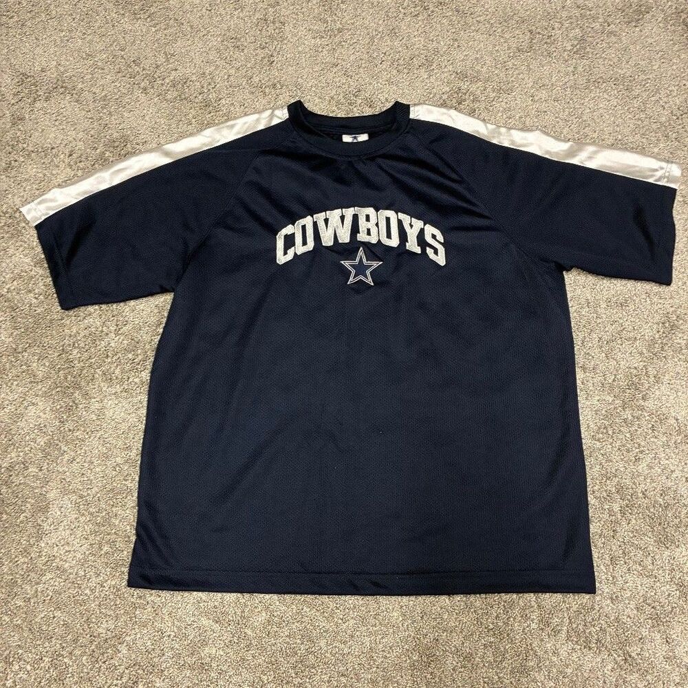 Dallas Cowboys Authentic Apparel Mens L Navy Mesh Short Sleeve Shirt NFL Jersey
